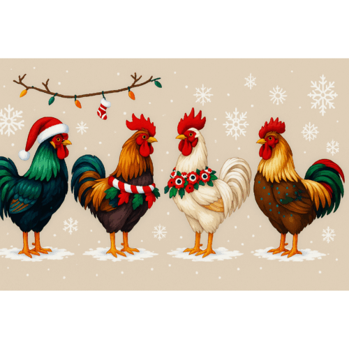 Christmas Roosters - Cross Stitch Pattern PDF