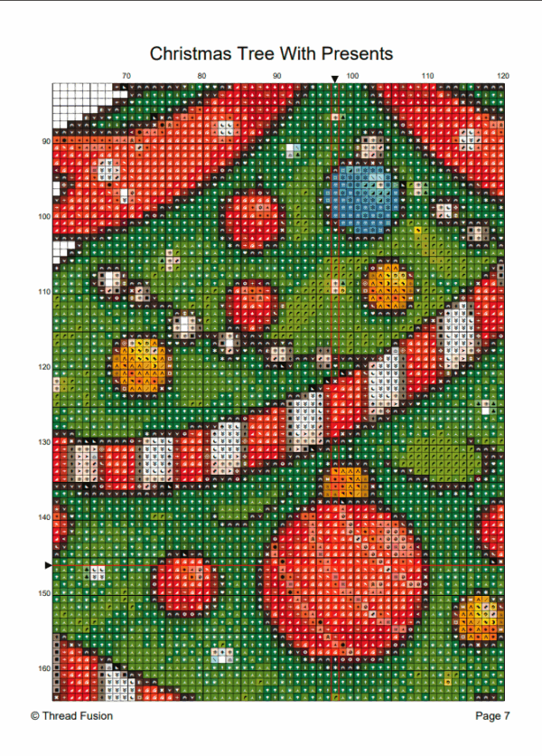 1_(TF)d166 Christmas Tree With Presents - Cross Stitch Pattern PDF