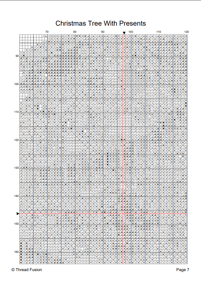2_(TF)d166 Christmas Tree With Presents - Cross Stitch Pattern PDF