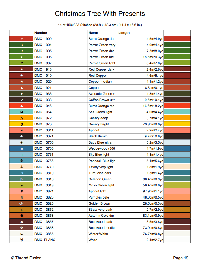 3_(TF)d166 Christmas Tree With Presents - Cross Stitch Pattern PDF