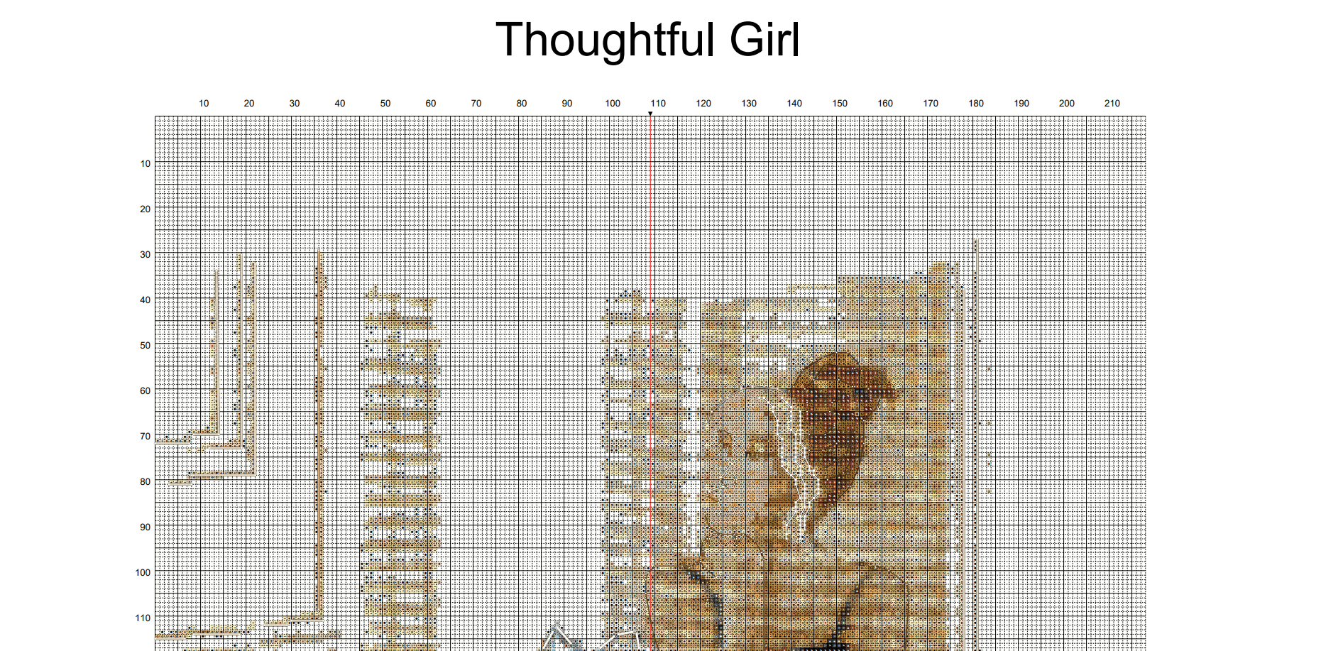 One Page Thoughtful Girl - Cross Stitch Pattern PDF