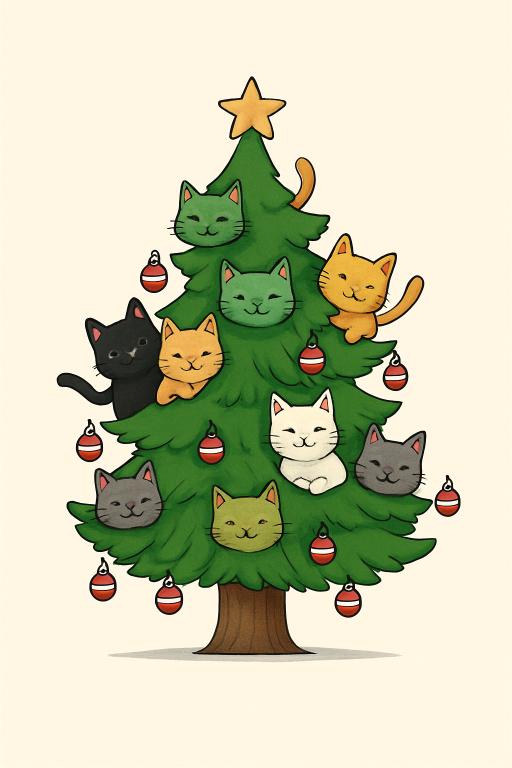 page Cats On Christmas Tree - Cross Stitch Pattern PDF