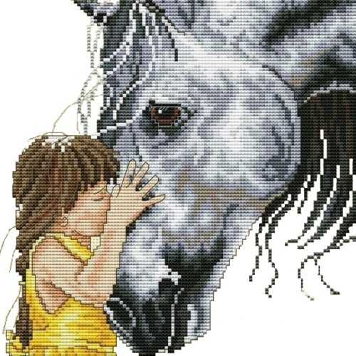 page Little Girl With Horse - Cross Stitch Pattern PDF