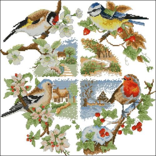 (TF)d4 Seasonal Birds - Cross Stitch Pattern PDF