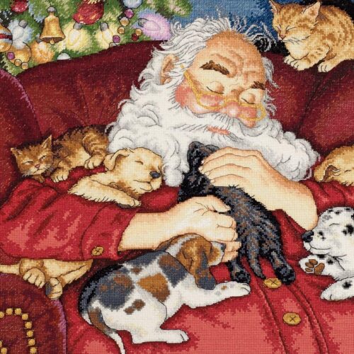 Santa With Puppies - Cross Stitch Pattern PDF