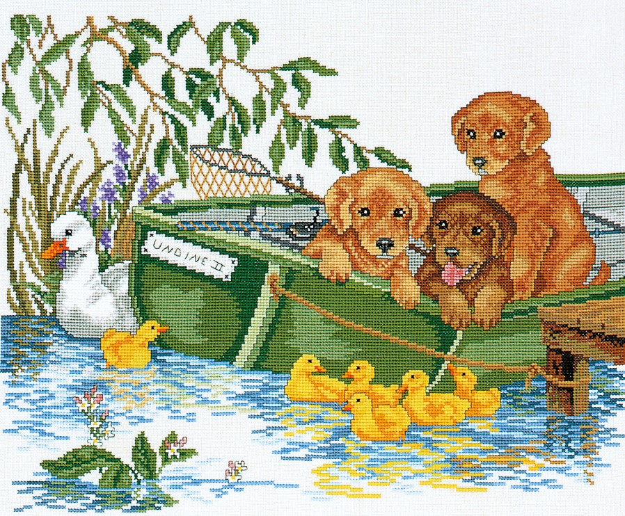 page Ducks And Dogs - Cross Stitch Pattern PDF