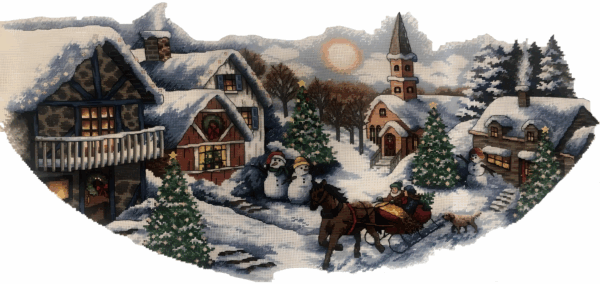 page hd Snowy Sleigh - Cross Stitch Pattern PDF