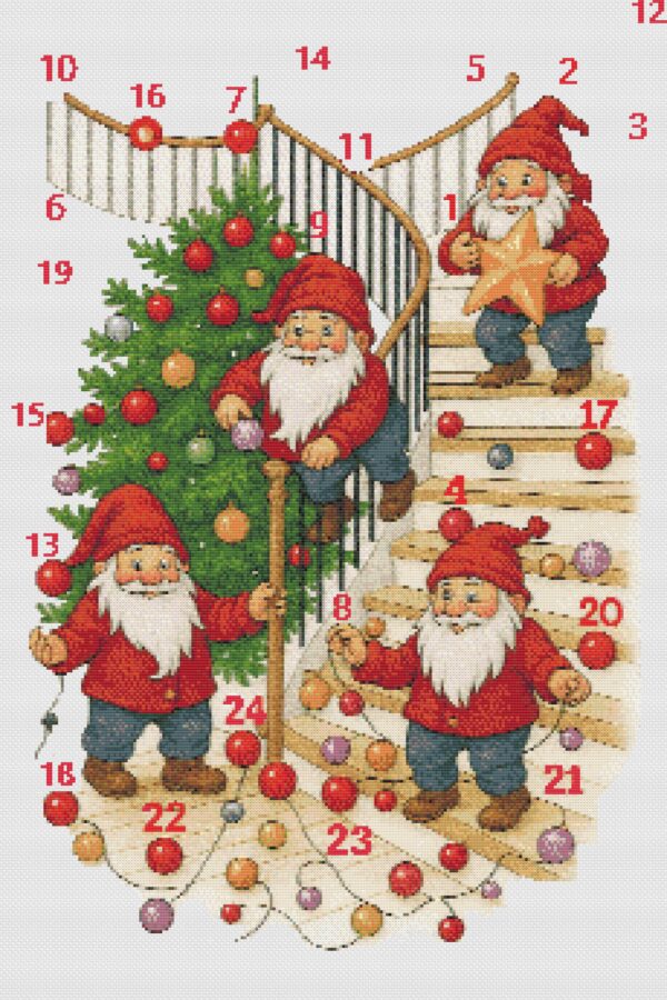 (SE)d7 Santa On Staircase - Cross Stitch Design PDF