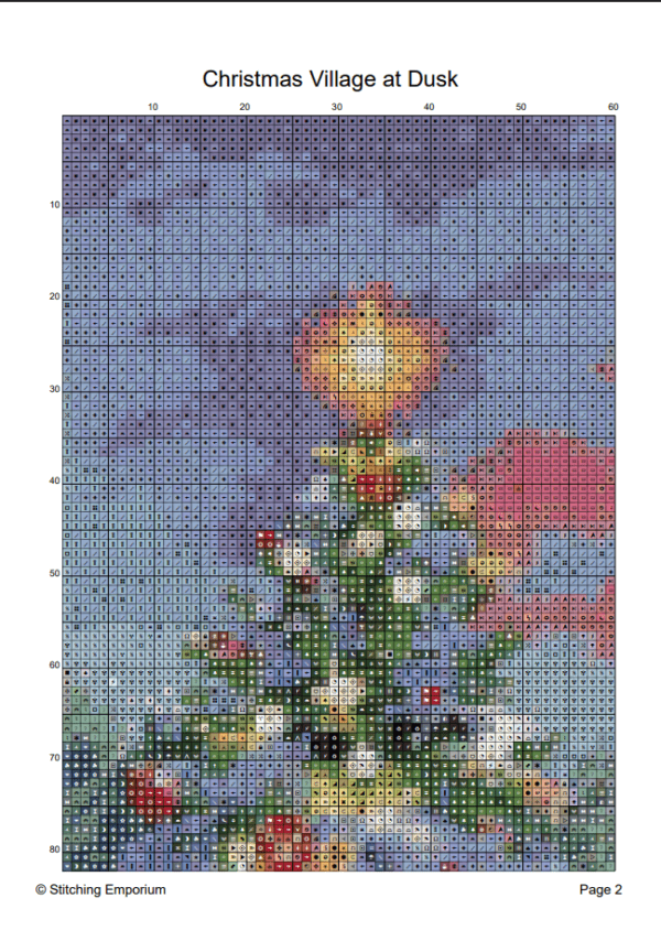 Christmas Village at Dusk - Cross Stitch Design PDF