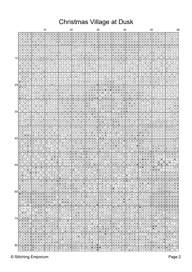 Christmas Village at Dusk - Cross Stitch Design PDF