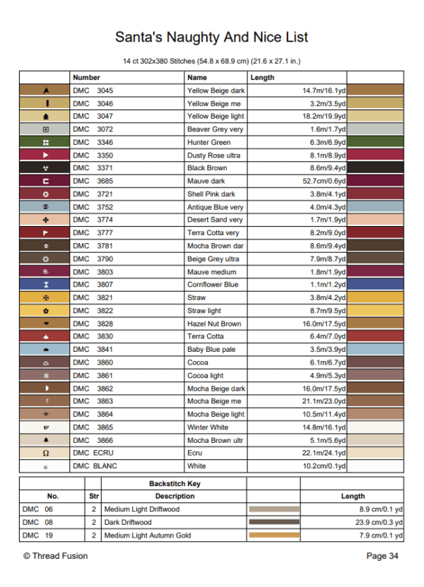 Santa's Naughty And Nice List - Cross Stitch Pattern PDF