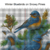 Winter Bluebirds on Snowy Pines – Cross Stitch Pattern PDF