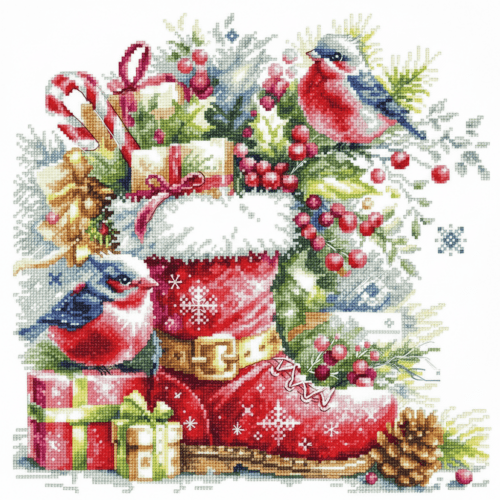 Christmas Robins and Santa Boot