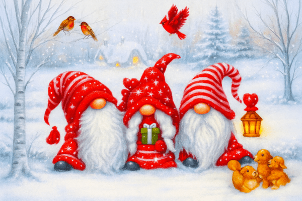 Three Christmas Gnomes