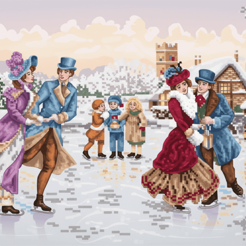 Victorian Winter Skaters – Cross Stitch Design PDF