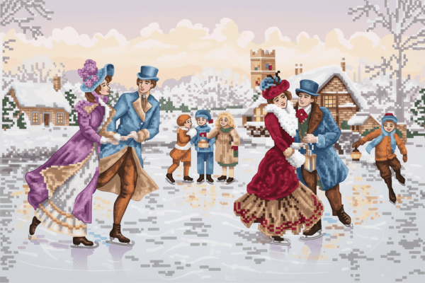 Victorian Winter Skaters – Cross Stitch Design PDF