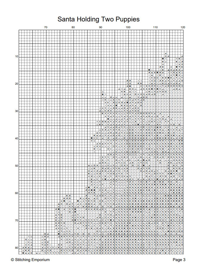 Santa Holding Two Puppies – Cross Stitch Design PDF