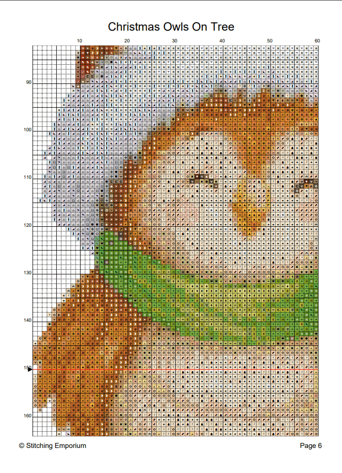 Christmas Owls On Tree – Cross Stitch Design PDF