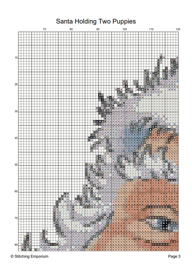 Santa Holding Two Puppies – Cross Stitch Design PDF