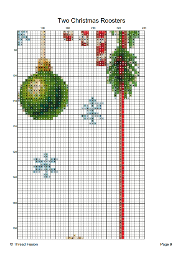 Two Christmas Roosters – Cross Stitch Pattern PDF