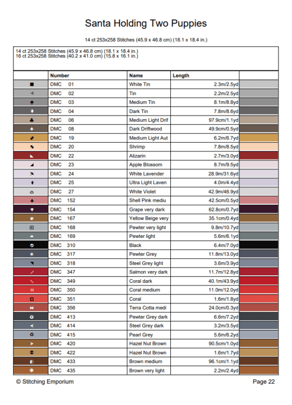 Santa Holding Two Puppies – Cross Stitch Design PDF