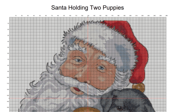 Santa Holding Two Puppies – Cross Stitch Design PDF