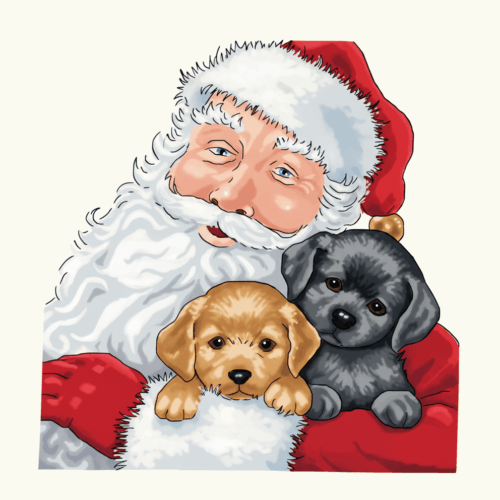Santa Holding Two Puppies Santa Holding Two Puppies – Cross Stitch Design PDF