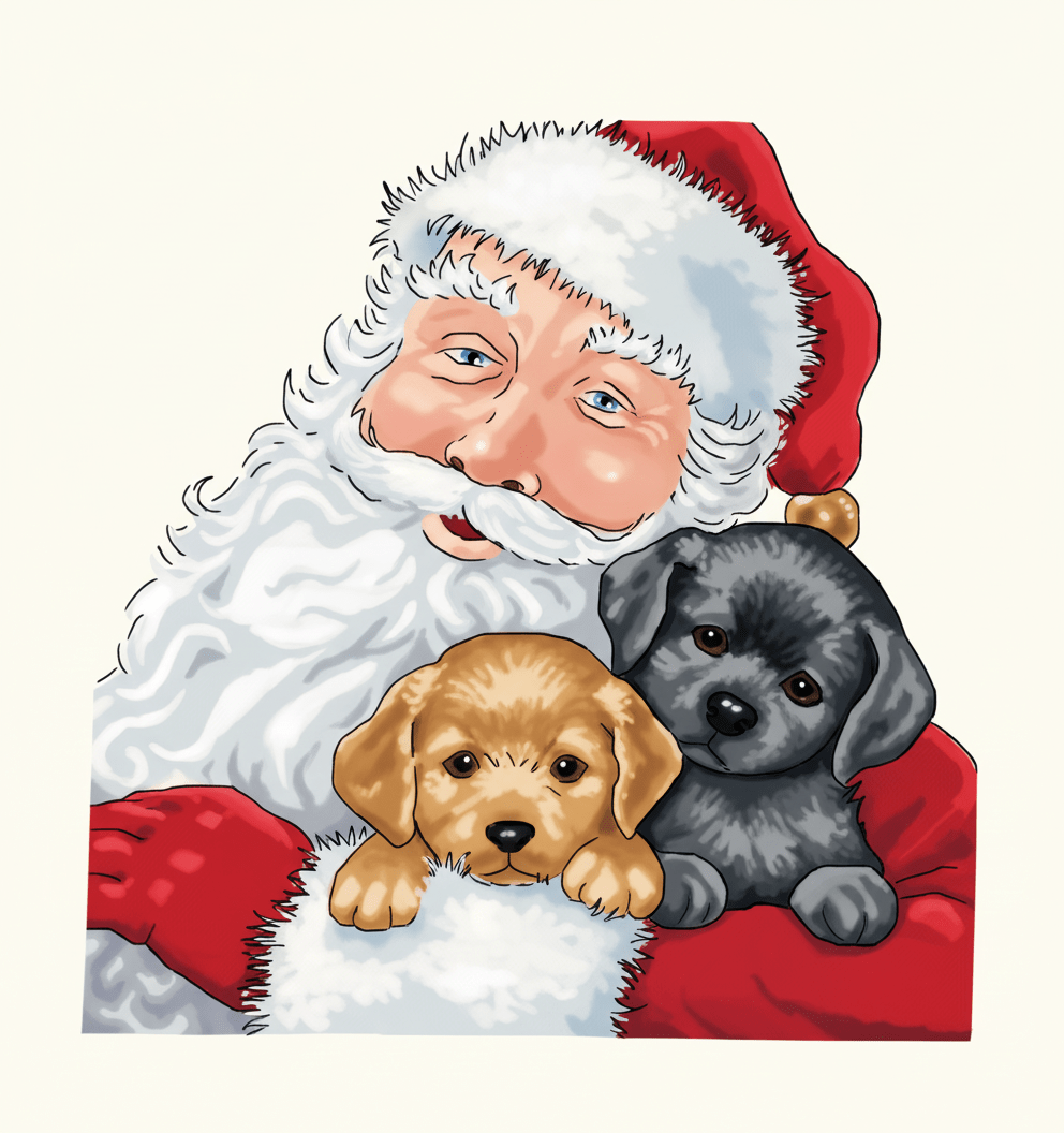 Santa Holding Two Puppies – Cross Stitch Design PDF