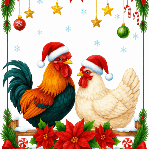 Two Christmas Roosters – Cross Stitch Pattern PDF