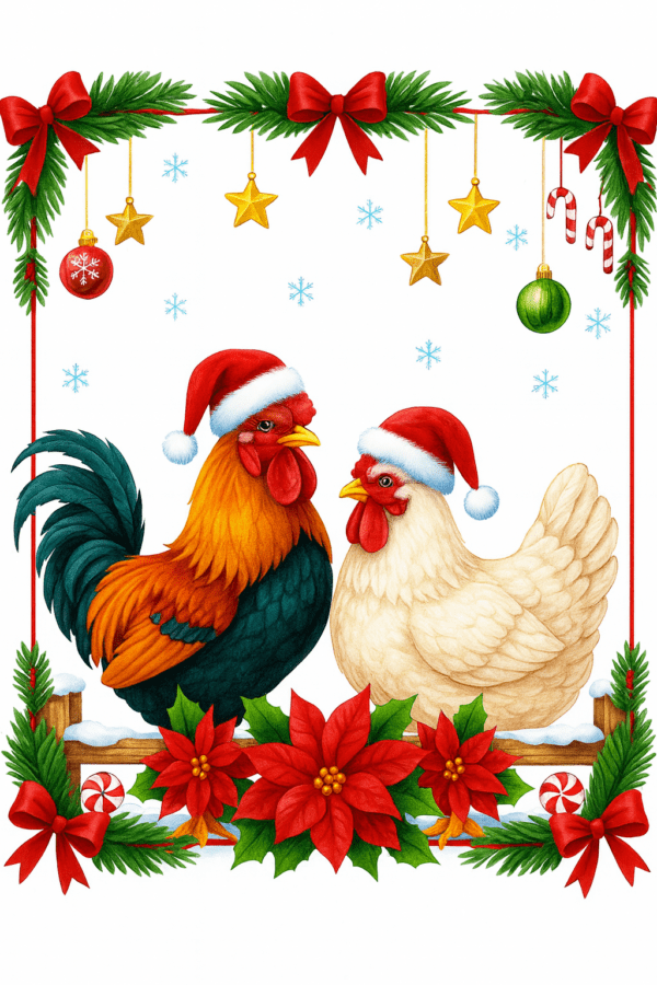 Two Christmas Roosters – Cross Stitch Pattern PDF