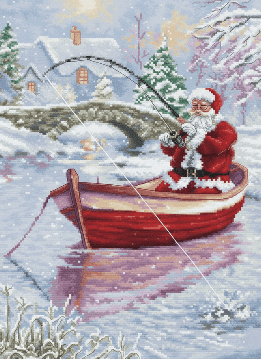 Santa’s Fishing Tale – Cross Stitch Design PDF