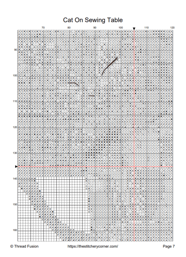 Cat on Sewing Table – Printable PDF Cross Stitch Pattern