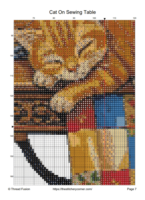 Cat on Sewing Table – Printable PDF Cross Stitch Pattern
