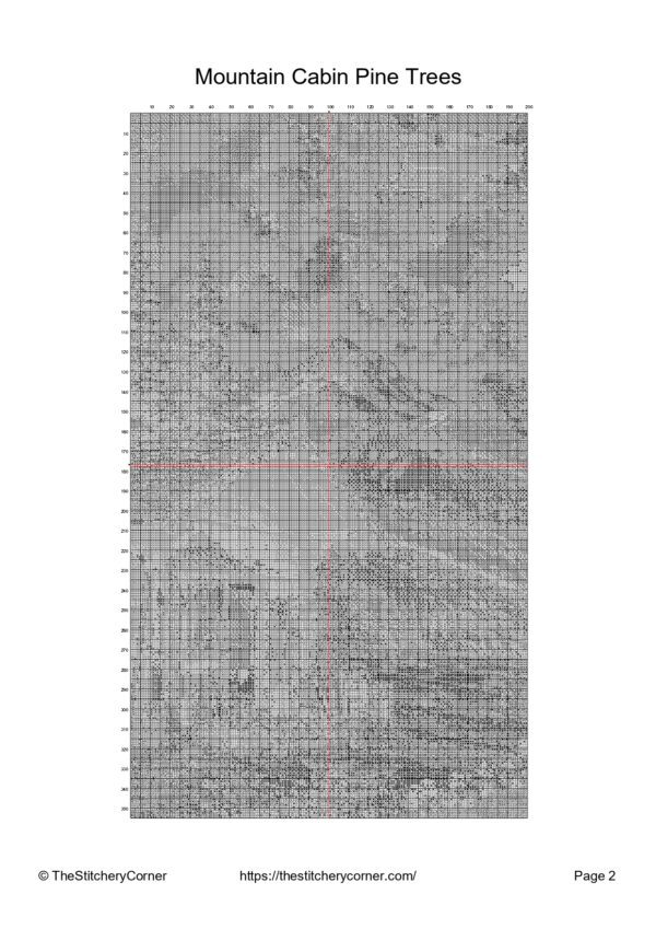 Mountain Cabin Pine Trees - Cross Stitch PDF - Elegant Needlework - Full Coverage - Detailed Stitch