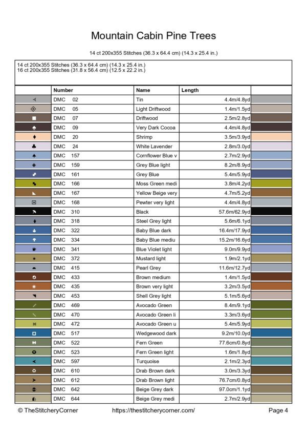 Mountain Cabin Pine Trees - Cross Stitch PDF - Elegant Needlework - Full Coverage - Detailed Stitch