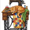 Cat on Sewing Table – Printable PDF Cross Stitch Pattern